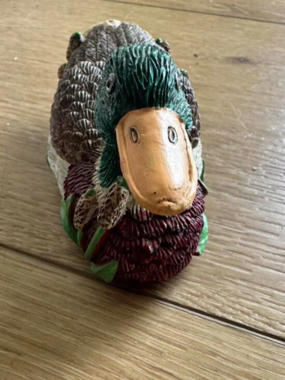 🦆VTG 90s Russ Reel Life Mallard Duck Decorative Statue Office Paperweight Decor